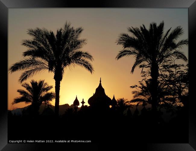 Palm Tree Egyptian Sunrise 2 Framed Print by Helkoryo Photography