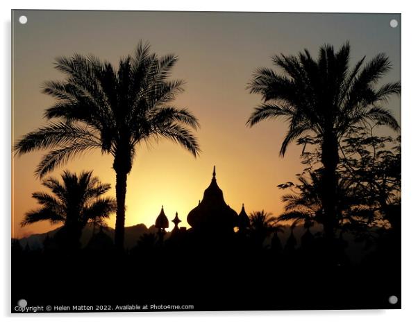 Palm Tree Egyptian Sunrise 2 Acrylic by Helkoryo Photography