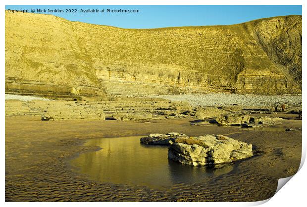Beach and Cliffs Dunraven Bay Glamorgan Coast Print by Nick Jenkins