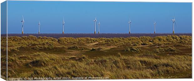 Windfarm Across the Dunes Canvas Print by GJS Photography Artist