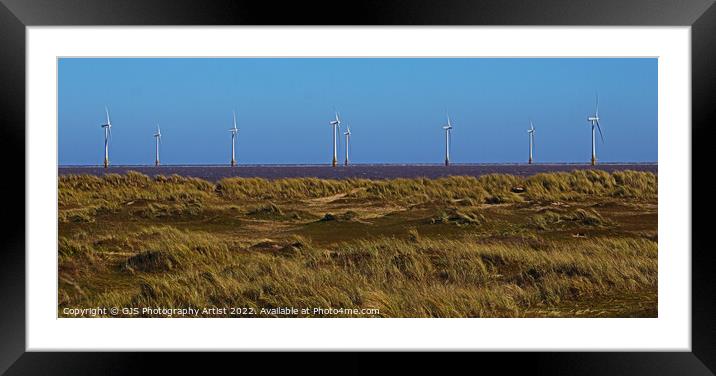 Windfarm Across the Dunes Framed Mounted Print by GJS Photography Artist
