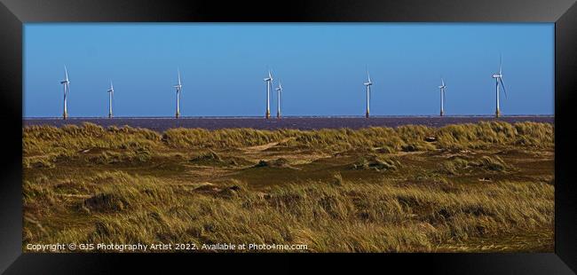 Windfarm Across the Dunes Framed Print by GJS Photography Artist