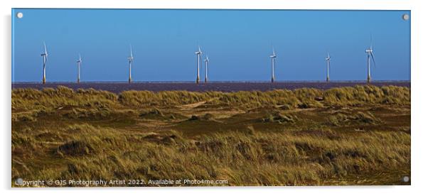 Windfarm Across the Dunes Acrylic by GJS Photography Artist