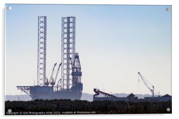 Drill Rig Slide and Cranes Acrylic by GJS Photography Artist