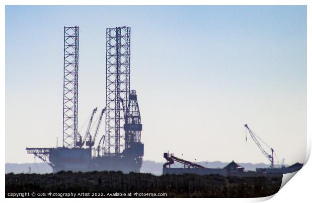Drill Rig Slide and Cranes Print by GJS Photography Artist