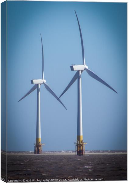 Wind Turbines at the Sandbank Canvas Print by GJS Photography Artist