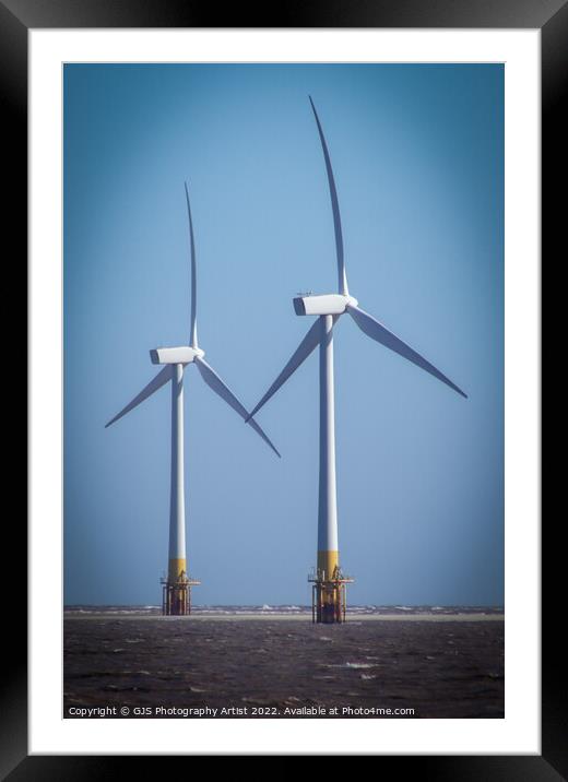 Wind Turbines at the Sandbank Framed Mounted Print by GJS Photography Artist