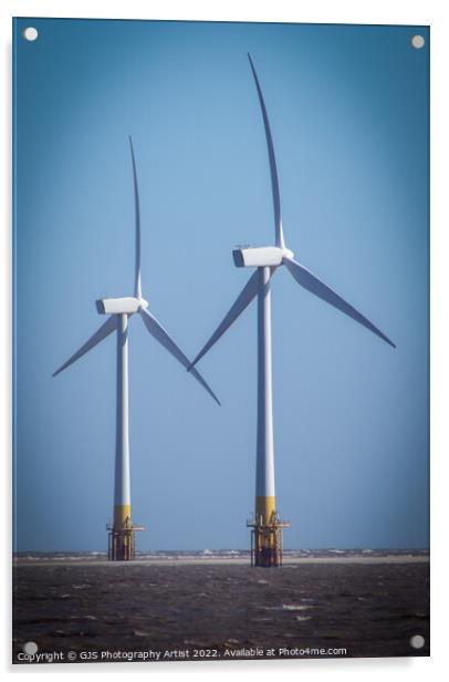 Wind Turbines at the Sandbank Acrylic by GJS Photography Artist