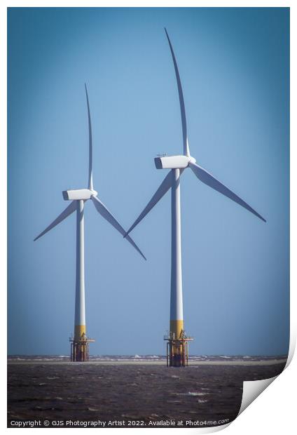Wind Turbines at the Sandbank Print by GJS Photography Artist