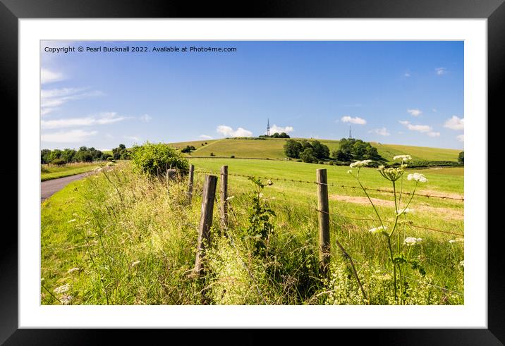South Downs and Trundle Hill West Sussex Framed Mounted Print by Pearl Bucknall