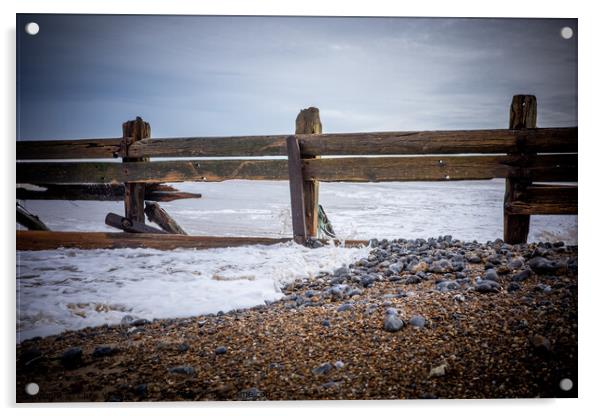 Seaside groynes Acrylic by Chris Yaxley