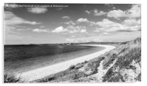 North Uist Beach Scotland Black and White Acrylic by Pearl Bucknall