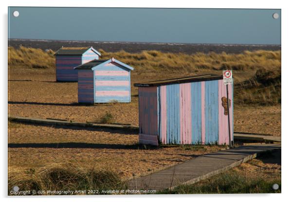 Stripy Beech Huts  Acrylic by GJS Photography Artist