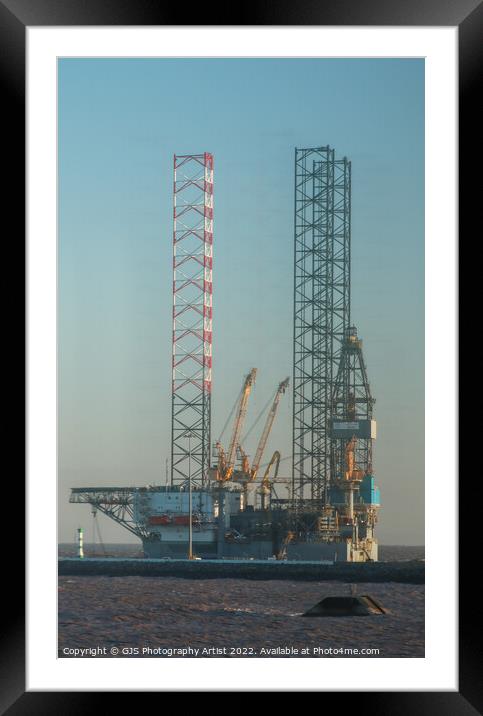 Drill Rig In Distance Framed Mounted Print by GJS Photography Artist