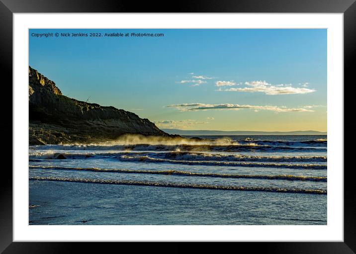 Dunraven Bay Incoming Waves  Framed Mounted Print by Nick Jenkins