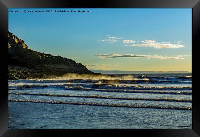 Dunraven Bay Incoming Waves  Framed Print by Nick Jenkins