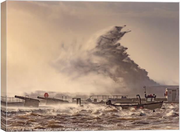 Storm Eunice Hits Lyme Regis (1) Canvas Print by Philip Hodges aFIAP ,
