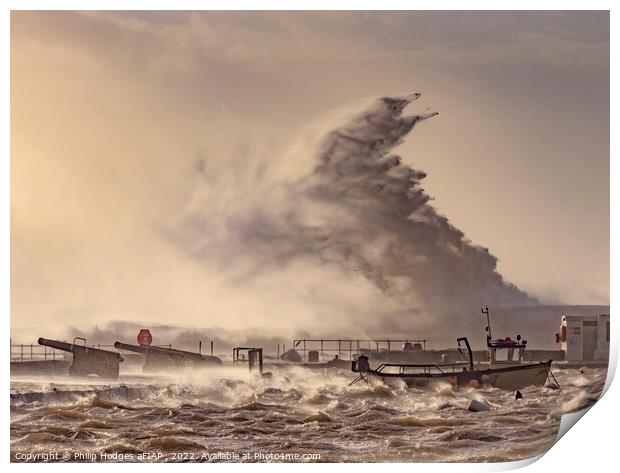 Storm Eunice Hits Lyme Regis (1) Print by Philip Hodges aFIAP ,
