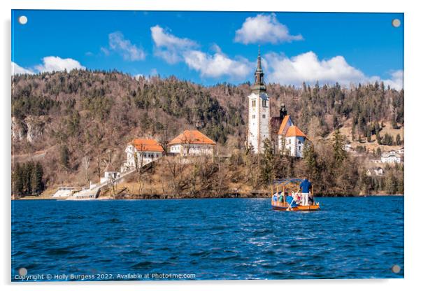 Lake Bled Slovenia  Acrylic by Holly Burgess