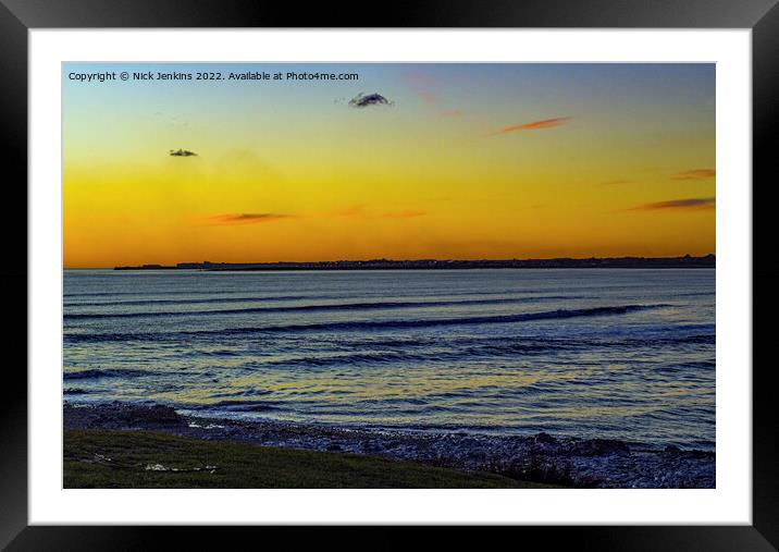 Evening Afterglow over the South Wales coast Framed Mounted Print by Nick Jenkins