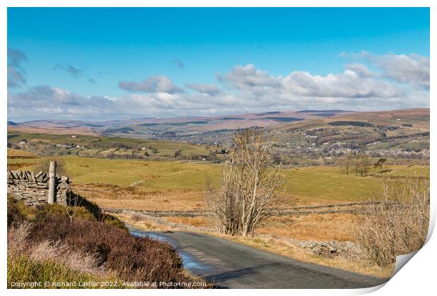 Middleton and Upper Teesdale from Bail Hill Print by Richard Laidler