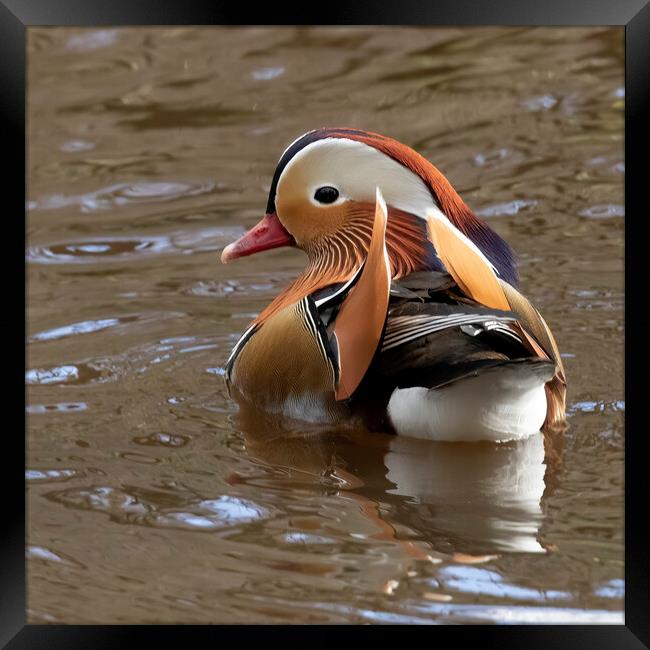 Male mandarin duck looking left Framed Print by Jonathan Thirkell