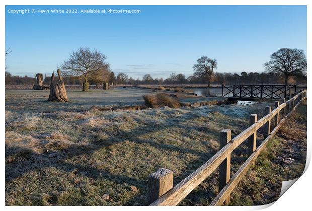 Small bridge frost and sunshine Print by Kevin White