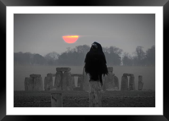 Stonehenge Sunrise Colour Pop Framed Mounted Print by David Neighbour
