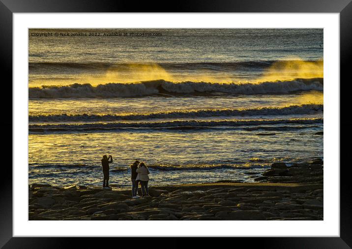 Backlit Waves Ogmore by Sea South Wales  Framed Mounted Print by Nick Jenkins