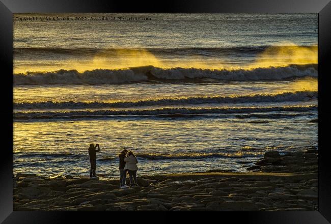 Backlit Waves Ogmore by Sea South Wales  Framed Print by Nick Jenkins