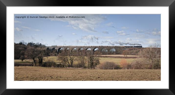 Clun Castle 🚂🏰steam train heads through Winterbo Framed Mounted Print by Duncan Savidge