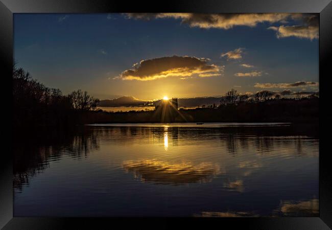 Sunset behind Ely Cathedral, from Roswell Pits, 6th March 2022 Framed Print by Andrew Sharpe