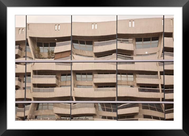 Odd reflection of apartment building - Optical Delusion, Dubai Framed Mounted Print by Gordon Dixon
