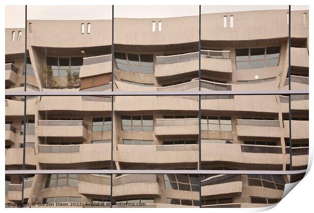 Odd reflection of apartment building - Optical Delusion, Dubai Print by Gordon Dixon