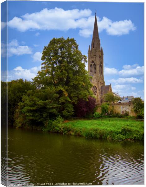 River Avon and Church Canvas Print by Stuart Chard