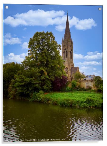River Avon and Church Acrylic by Travel and Pixels 