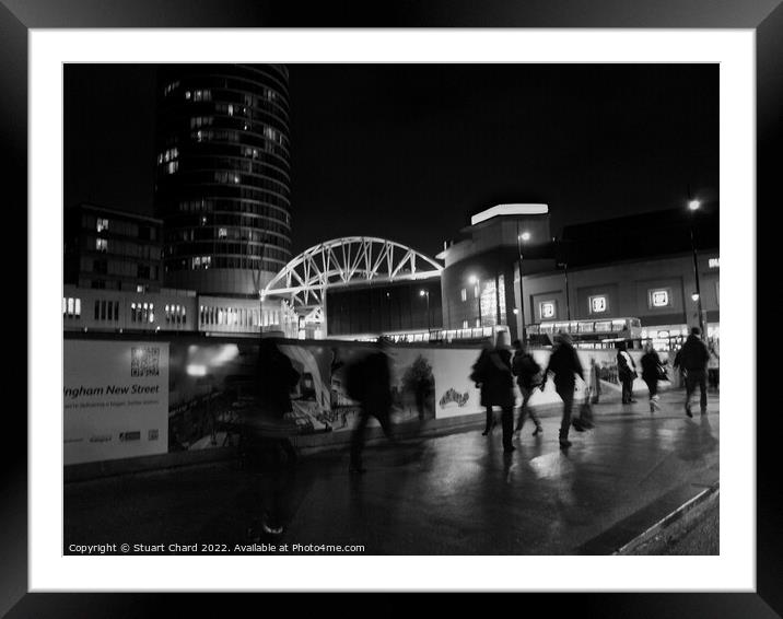 Birmingham city at night Framed Mounted Print by Stuart Chard