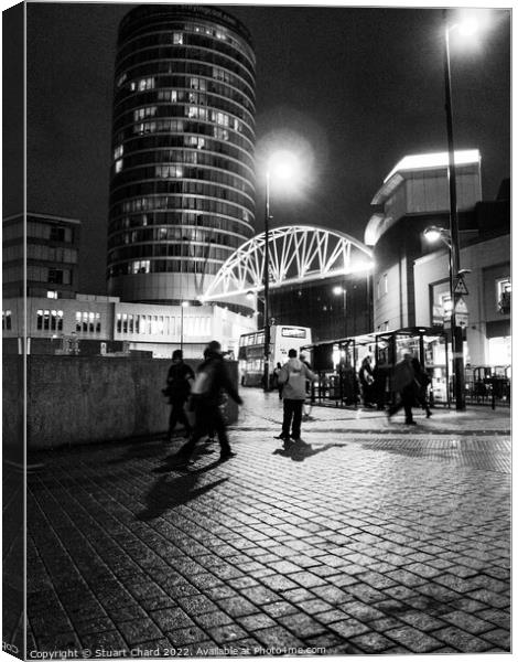 Birmingham city at night Canvas Print by Stuart Chard