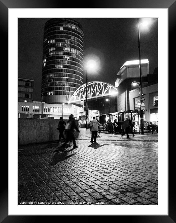 Birmingham city at night Framed Mounted Print by Stuart Chard