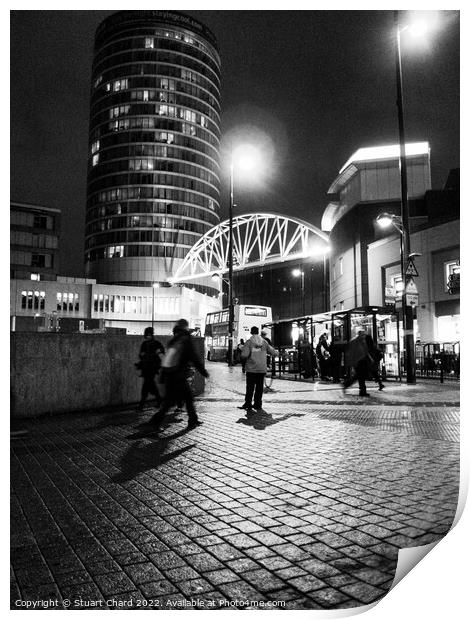 Birmingham city at night Print by Stuart Chard