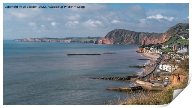 Sidmouth from Salcombe Hill Print by Jo Sowden