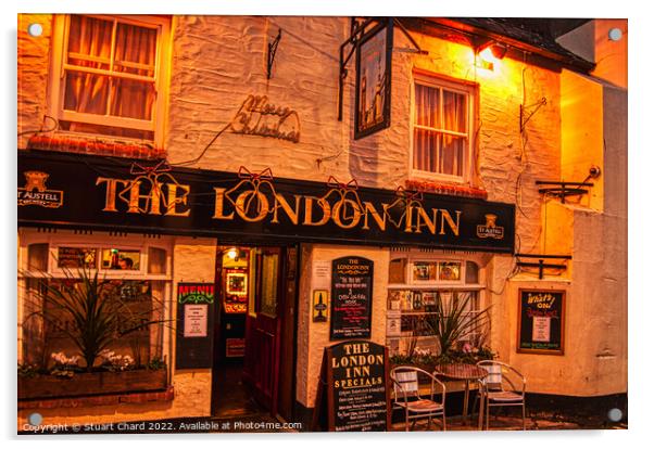 The London Inn pub at Padstow Cornwall Acrylic by Stuart Chard