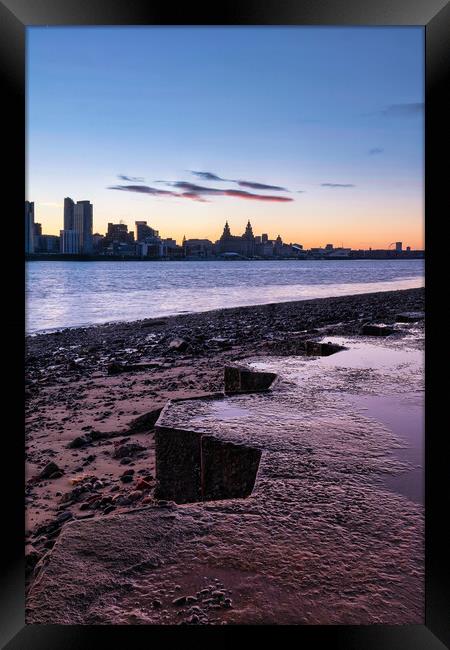Sunrise over Liverpool and the River Mersey Framed Print by Liam Neon
