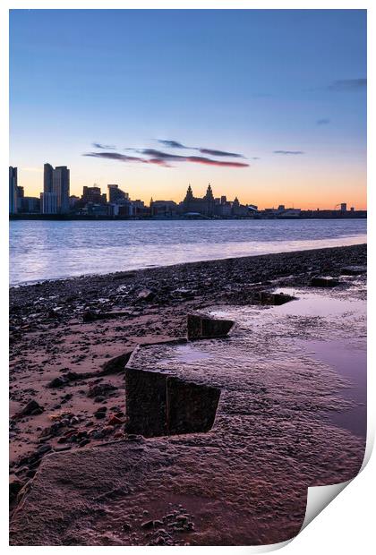 Sunrise over Liverpool and the River Mersey Print by Liam Neon