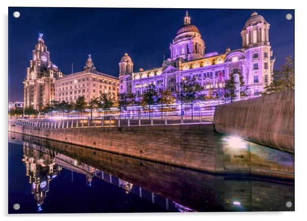 Three Graces of Liverpool Acrylic by Kevin Elias