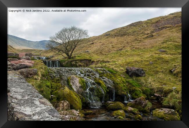 Waterfall en route to Llyn y Fan Fach  Framed Print by Nick Jenkins