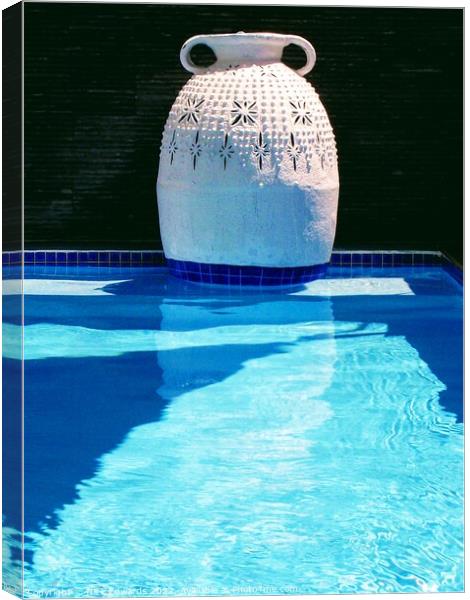 White Pottery Blue Pool Canvas Print by Nick Edwards