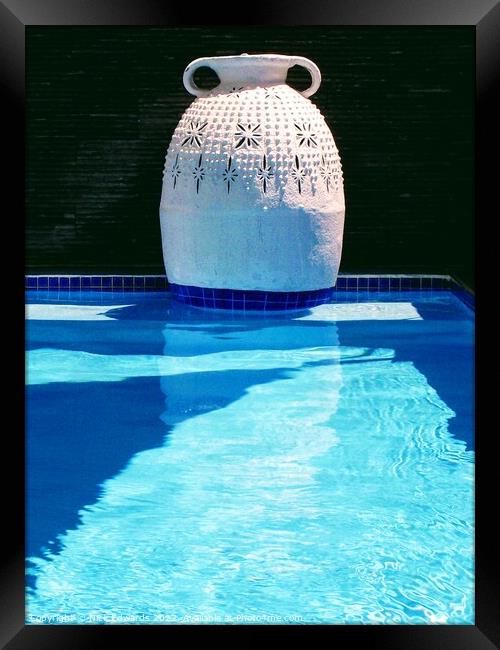 White Pottery Blue Pool Framed Print by Nick Edwards
