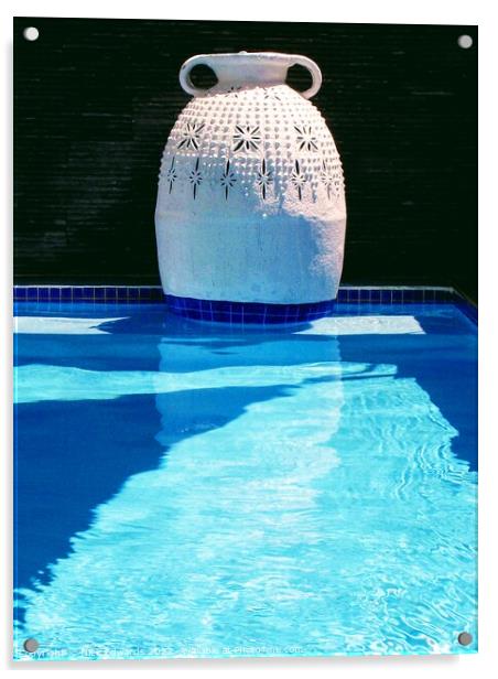 White Pottery Blue Pool Acrylic by Nick Edwards