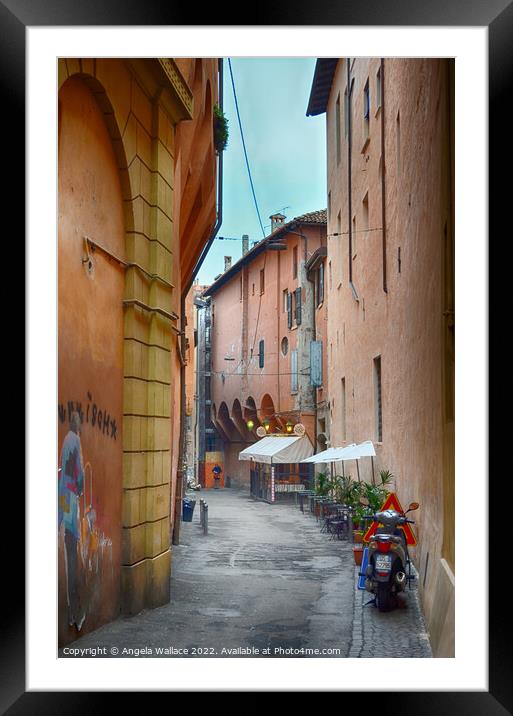 Outdoor street in Bologna  Framed Mounted Print by Angela Wallace